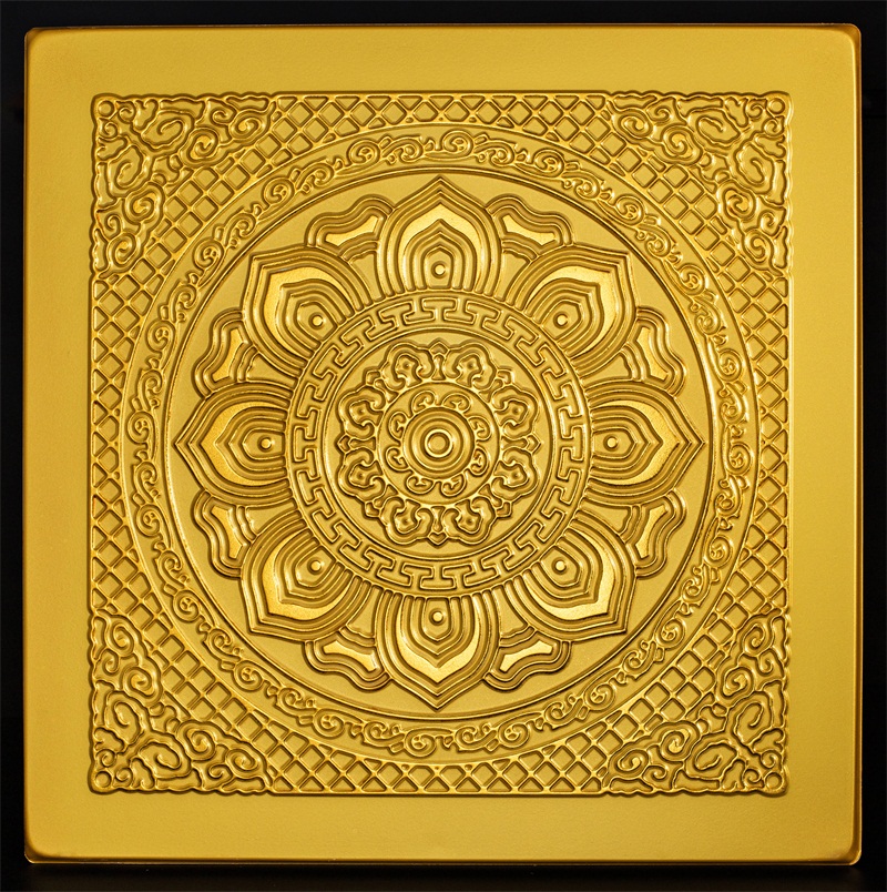 Flat Carved Pure Gold Lotus